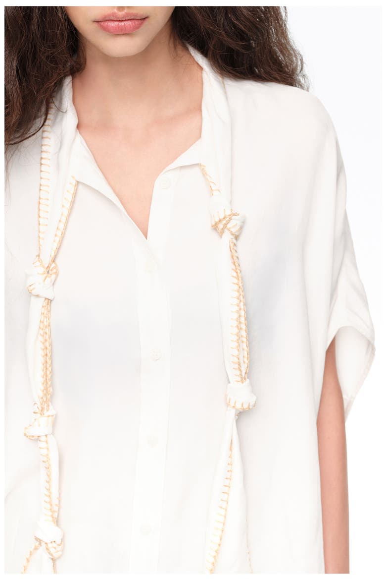 Knotted neckline cape shirt, Alternate, color, WHITE