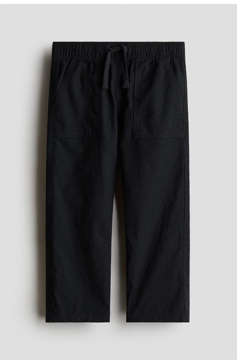 H&M Linen-blend Trousers, Main, color, Black