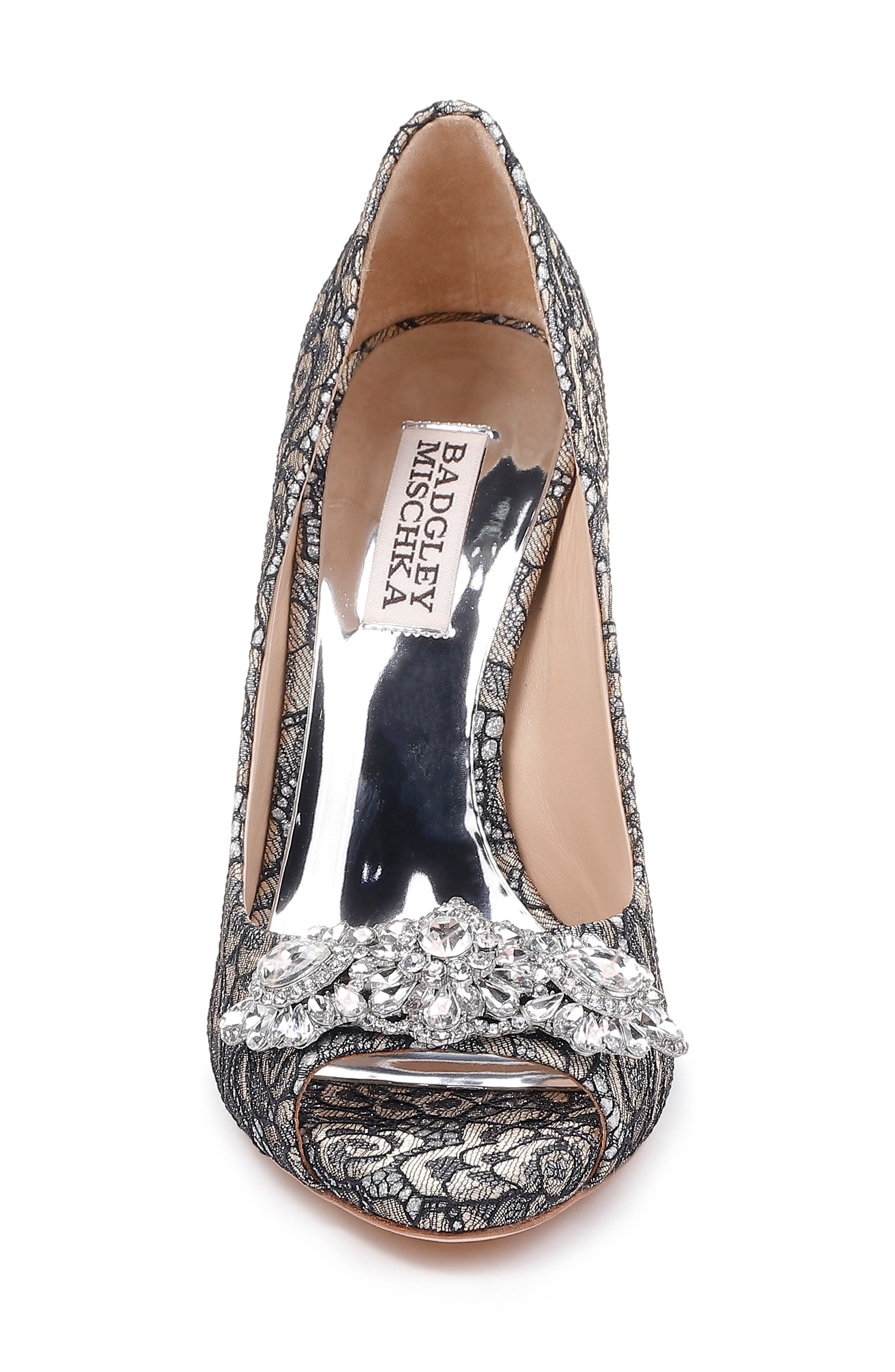 Badgley Mischka Collection Badgley Mischka Crystal Embellished Lace Pump, Alternate, color, 