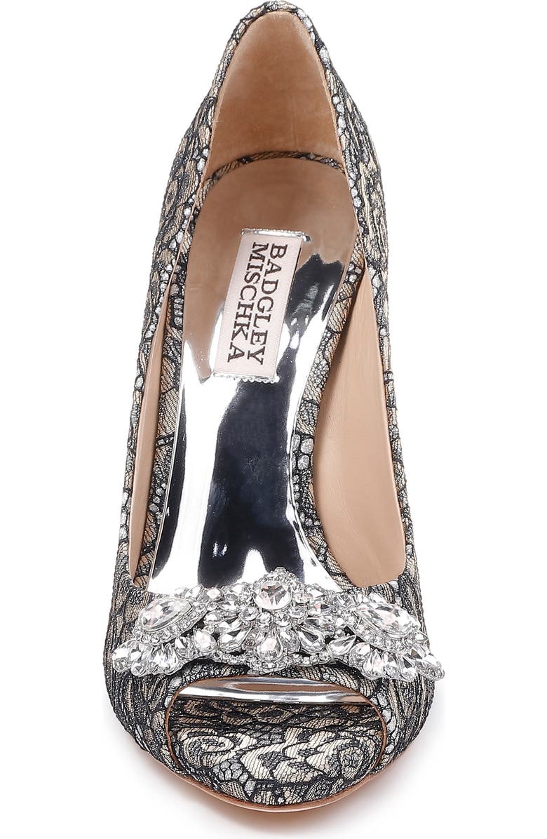 Badgley Mischka Collection Badgley Mischka Crystal Embellished Lace Pump, Alternate, color,