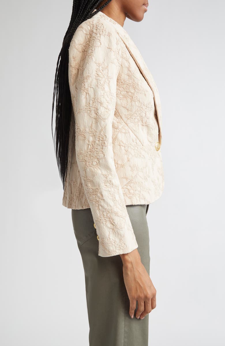 L'AGENCE Jennah Crinkled Cotton Twill Blazer, Alternate, color, Neutral Crinkle Twill