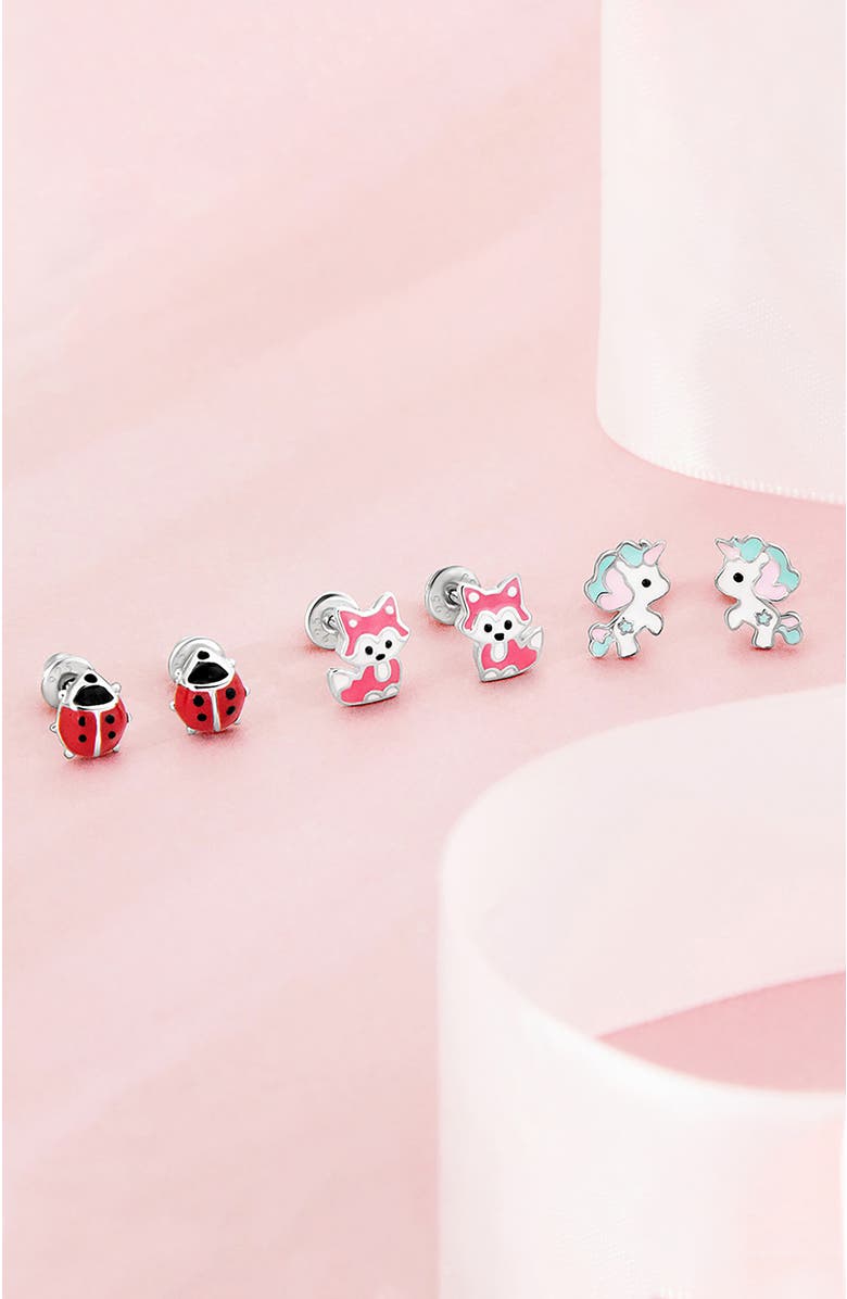 In Season Jewelry Little Fox Earrings, Alternate, color, Pink & White