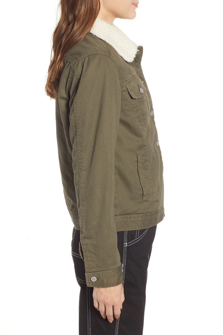 Fleece Lined Twill Jacket, Alternate, color, OLIVE