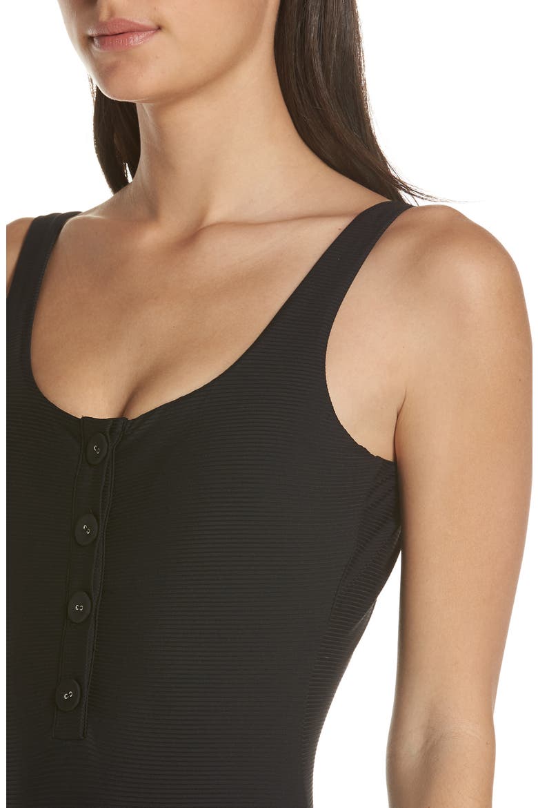 Sandra Ribbed One-Piece Swimsuit, Alternate, color, BLACK