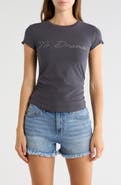 Madden Girl Obsessed Rhinestone Ruched Side T-shirt