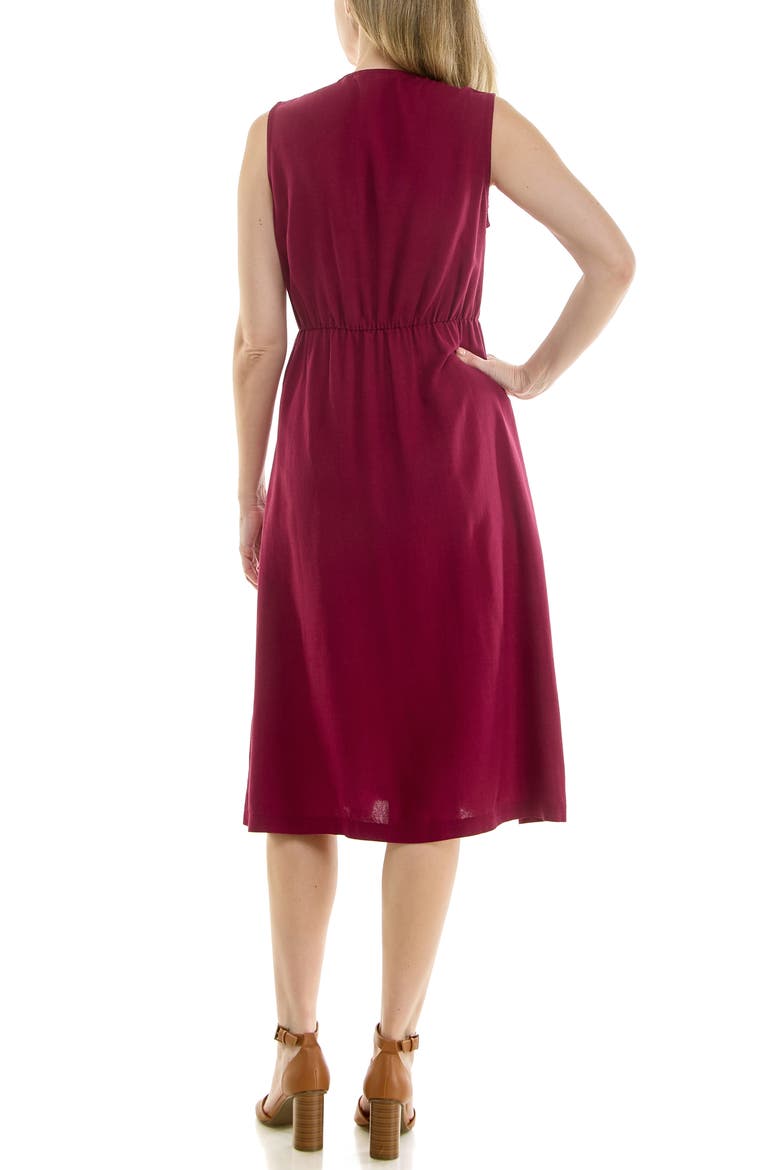 Pintucked Sleeveless Midi Dress, Alternate, color, BURGUNDY