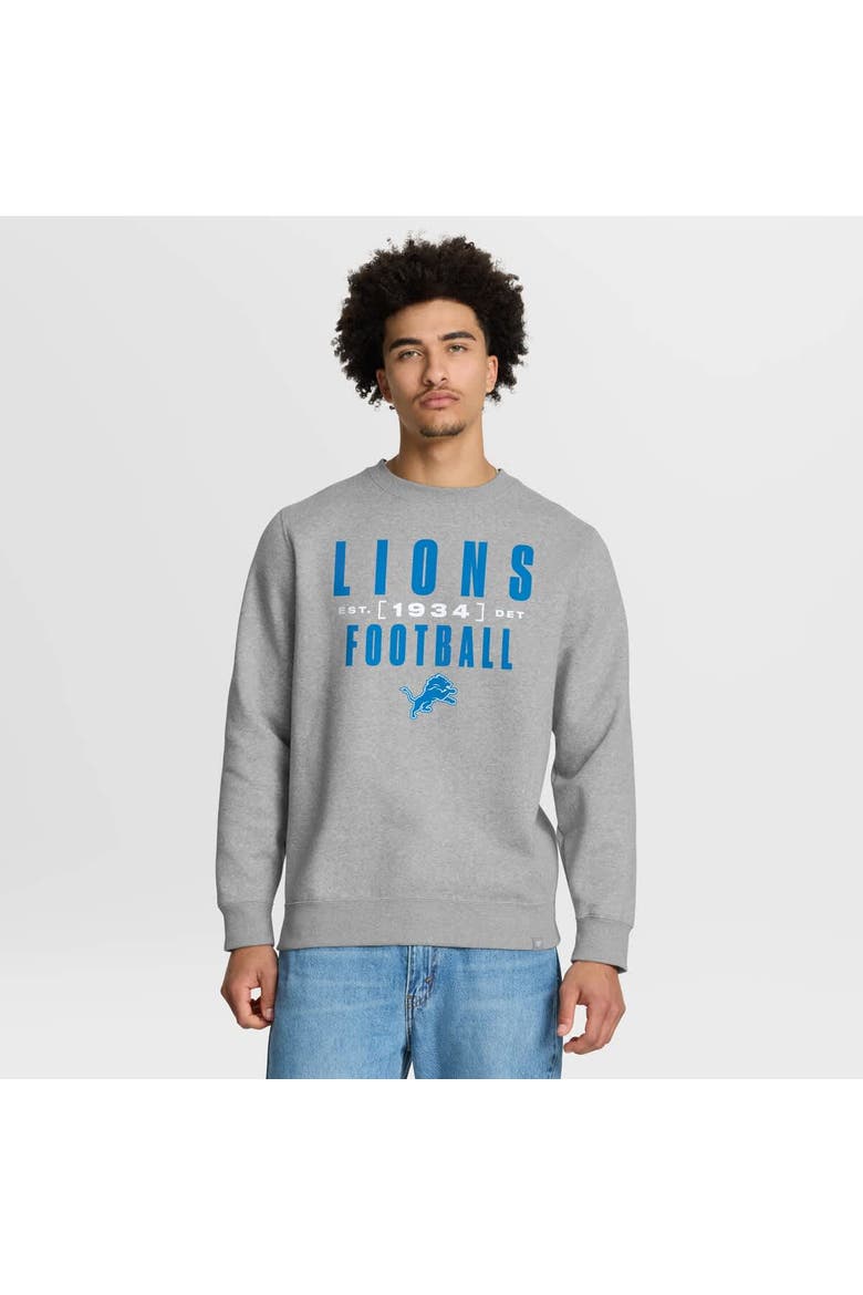 Men's Fanatics Heather Gray Detroit Lions Powerful Throw Legacy Pullover Sweatshirt, Main, color, Heather Gray