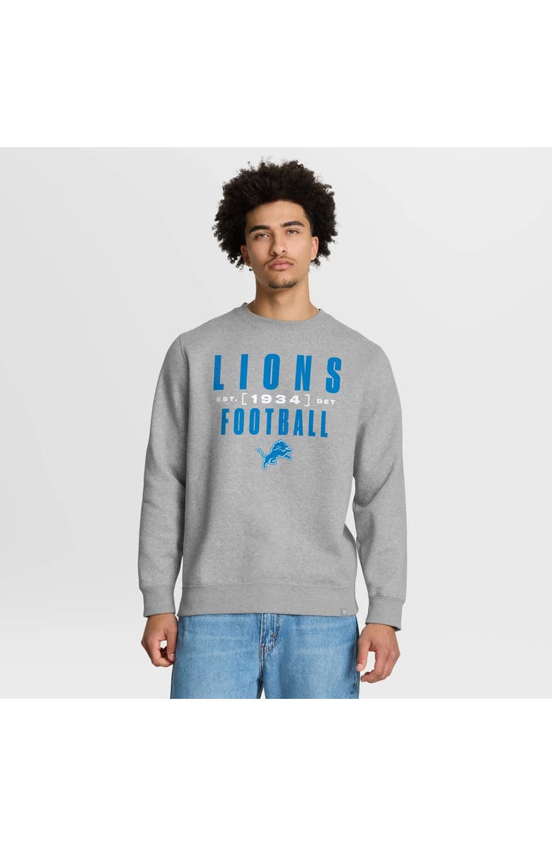 FANATICS Men's Fanatics Heather Gray Detroit Lions Powerful Throw Legacy Pullover Sweatshirt, Main, color, Heather Gray
