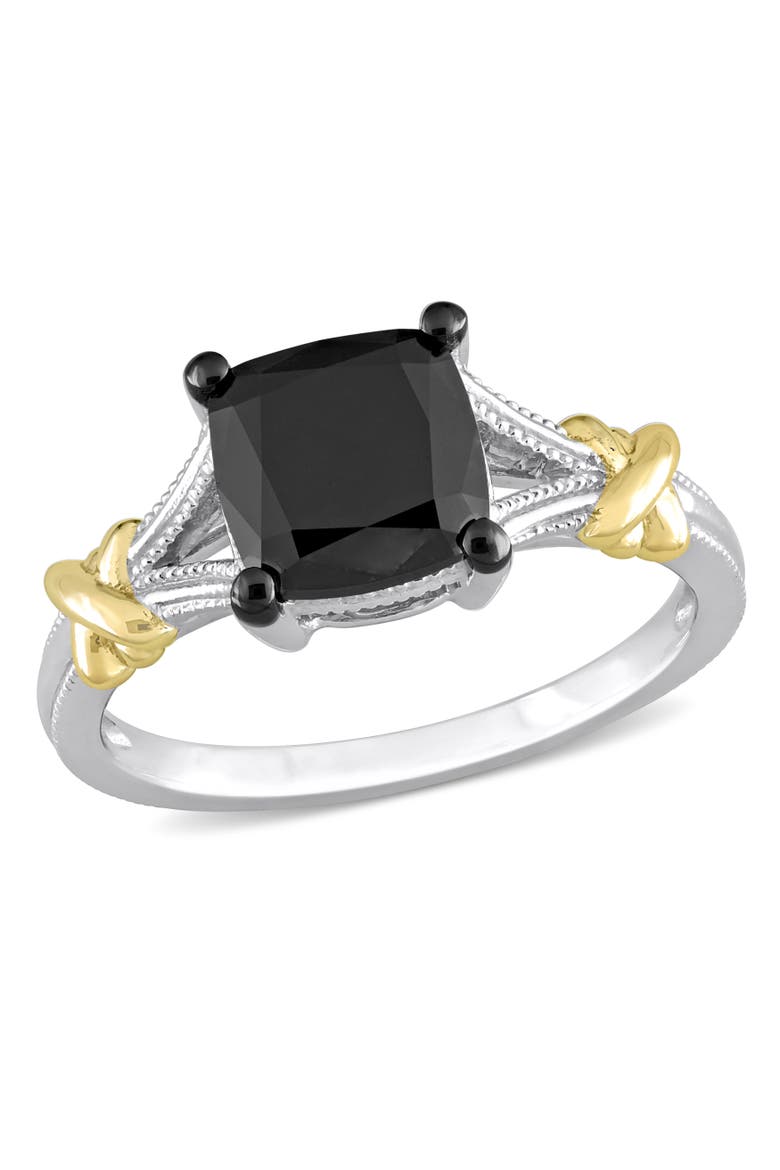 Black Diamond Solitaire Ring 14k Two-Tone, Main, color, Diamond