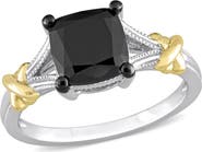 Julianna B. Black Diamond Solitaire Ring 14k Two-Tone