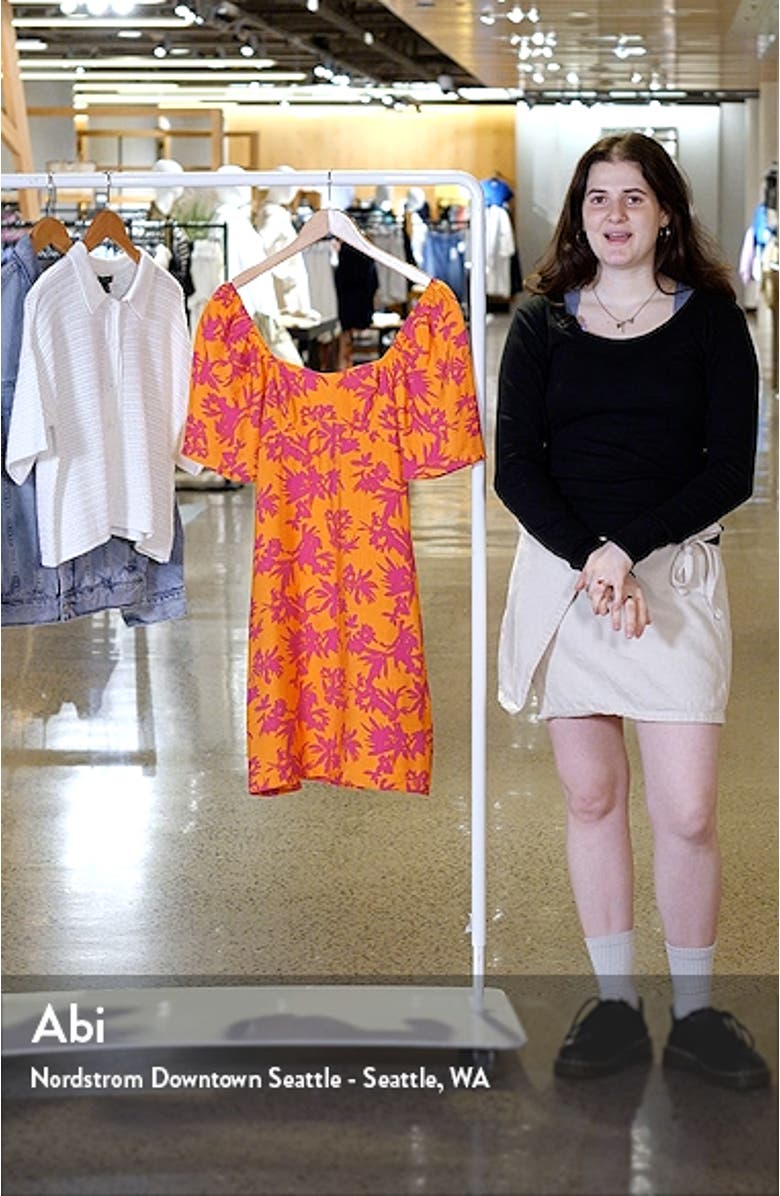 Floral Print Puff Shoulder Dress, sales video thumbnail