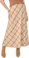 Vince Camuto Windowpane Plaid Bias Cut Maxi Skirt