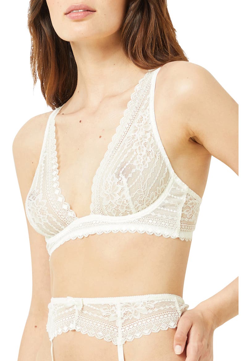 Panama Sheer Lace Contour Bra, Alternate, color, ECRU