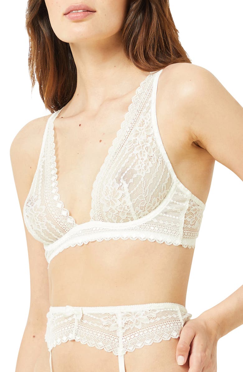 Etam Panama Sheer Lace Contour Bra, Alternate, color, Ecru
