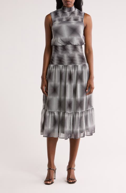 Geo Print Sleeveless A-Line Dress