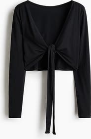 H&M Cropped Long-sleeved Yoga Top