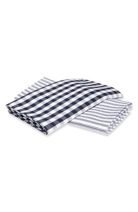 Set of 2 French Ticking & Gingham Tea Towels