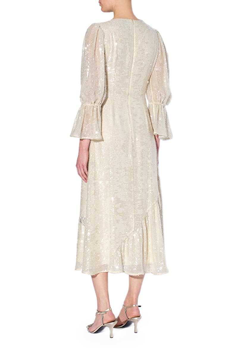 Eva Sequin Beaded Chiffon Midi Dress, Alternate, color, IVORY