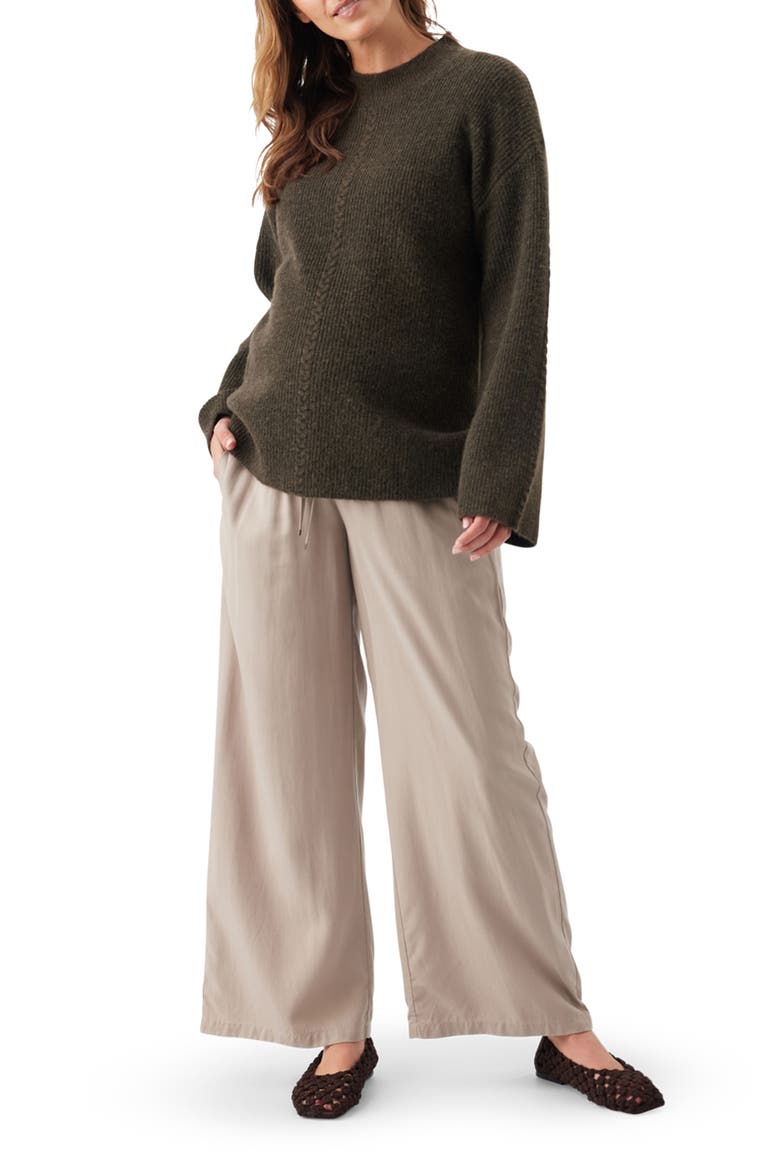 Starci Cable Long Sleeve Matertnity Sweater, Alternate, color, Khaki