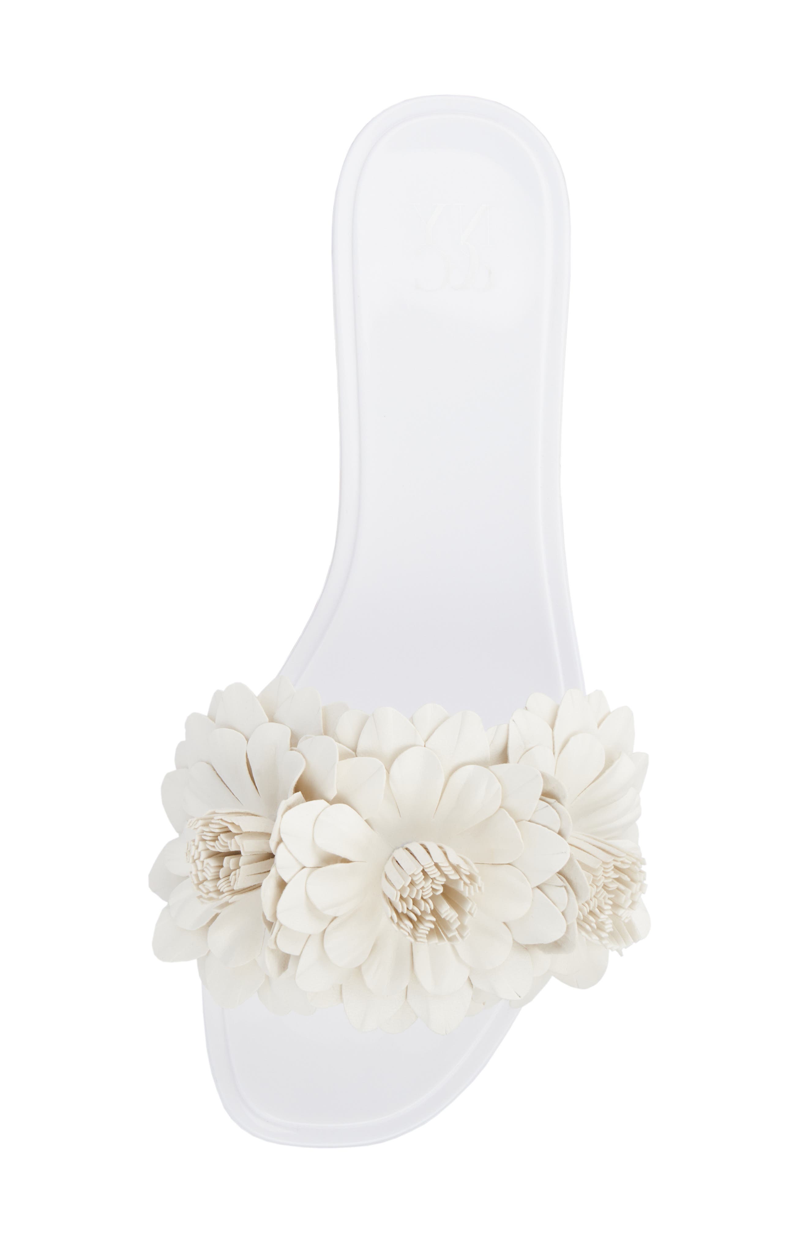 NEW YORK AND COMPANY Anella 3D Flower Slide Sandal, Alternate, color, White
