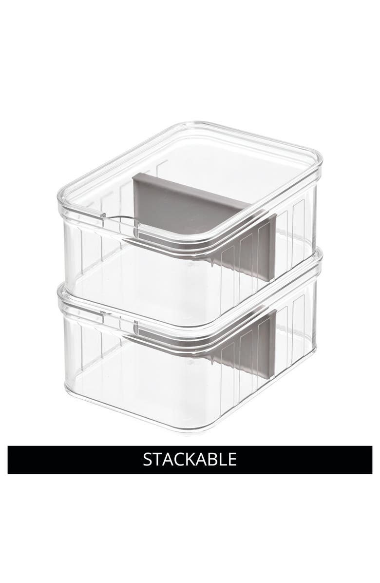 iDesign Small Fridge Bin with Removable Divider - Set of 3 - Clear/Gray, Alternate, color, Clear