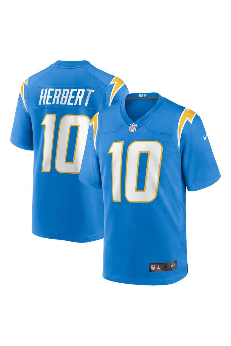 Men's Nike Justin Herbert Powder Blue Los Angeles Chargers Player Game Jersey, Alternate, color, Powder Blue