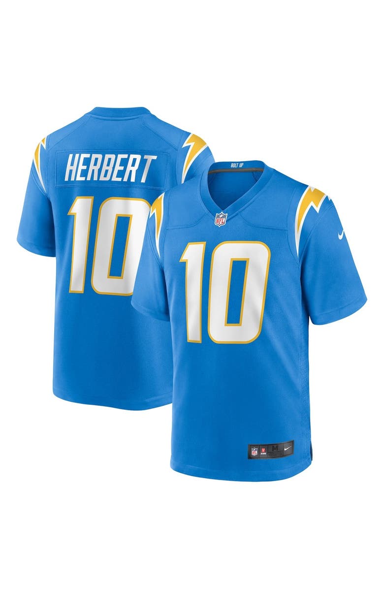 Nike Men's Nike Justin Herbert Powder Blue Los Angeles Chargers Player Game Jersey, Alternate, color, Powder Blue