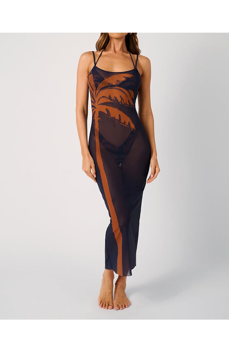 WeWoreWhat Mesh Scoop Maxi Slip Dress, Main, color, Mid Blue/Clay