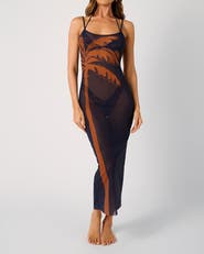 WeWoreWhat Mesh Scoop Maxi Slip Dress