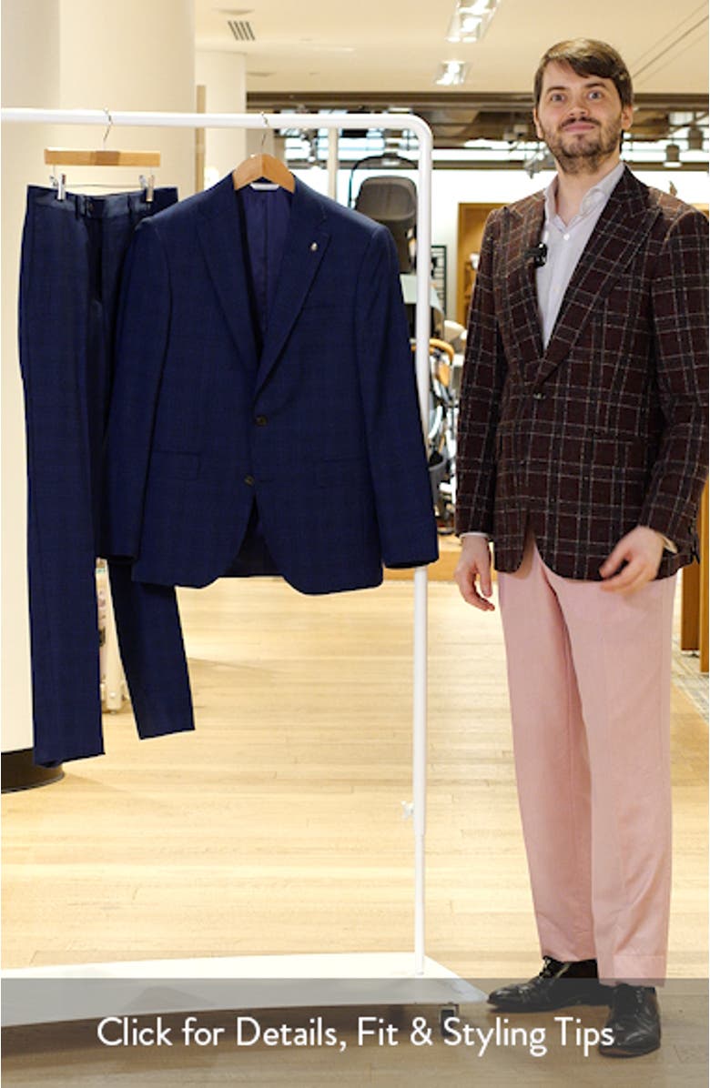 Esprit Contemporary Fit Navy Plaid Wool Suit, sales video thumbnail