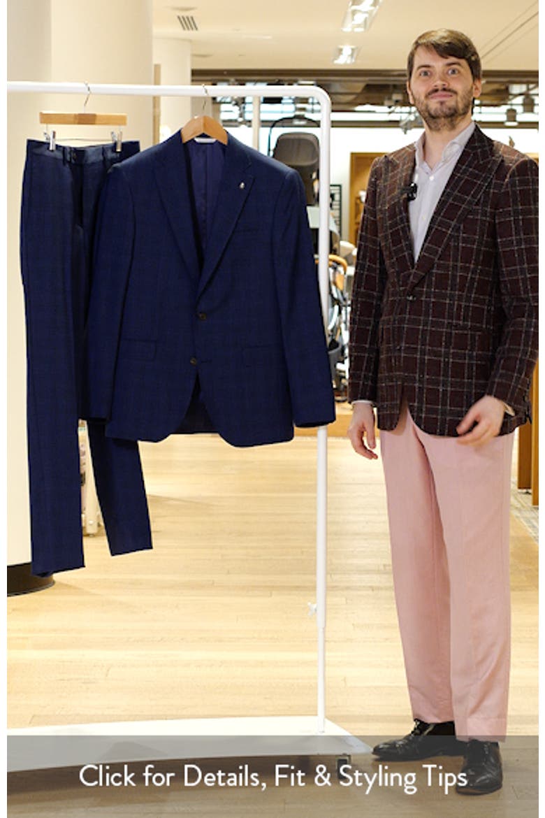 Esprit Contemporary Fit Navy Plaid Wool Suit video