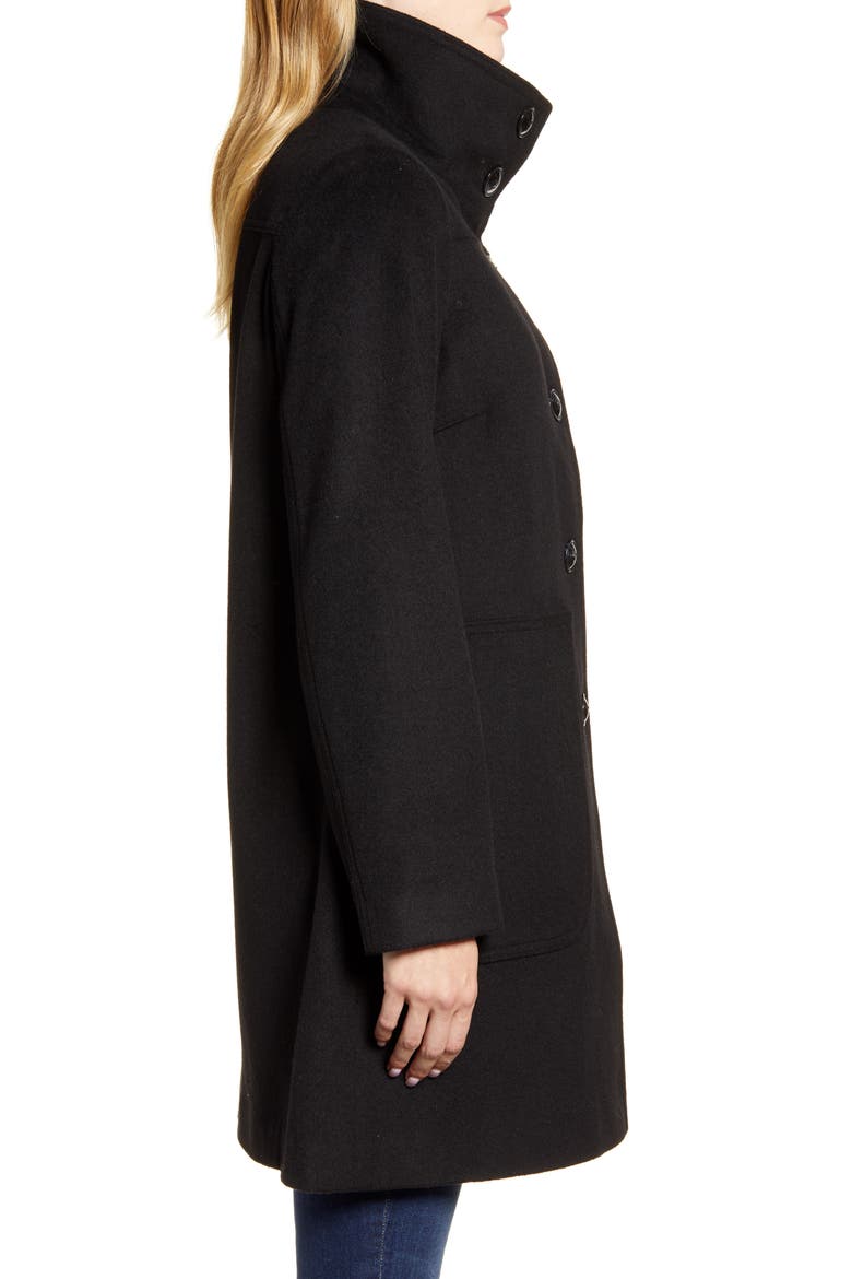Studio Collection Wool Blend Walking Coat, Alternate, color, BLACK