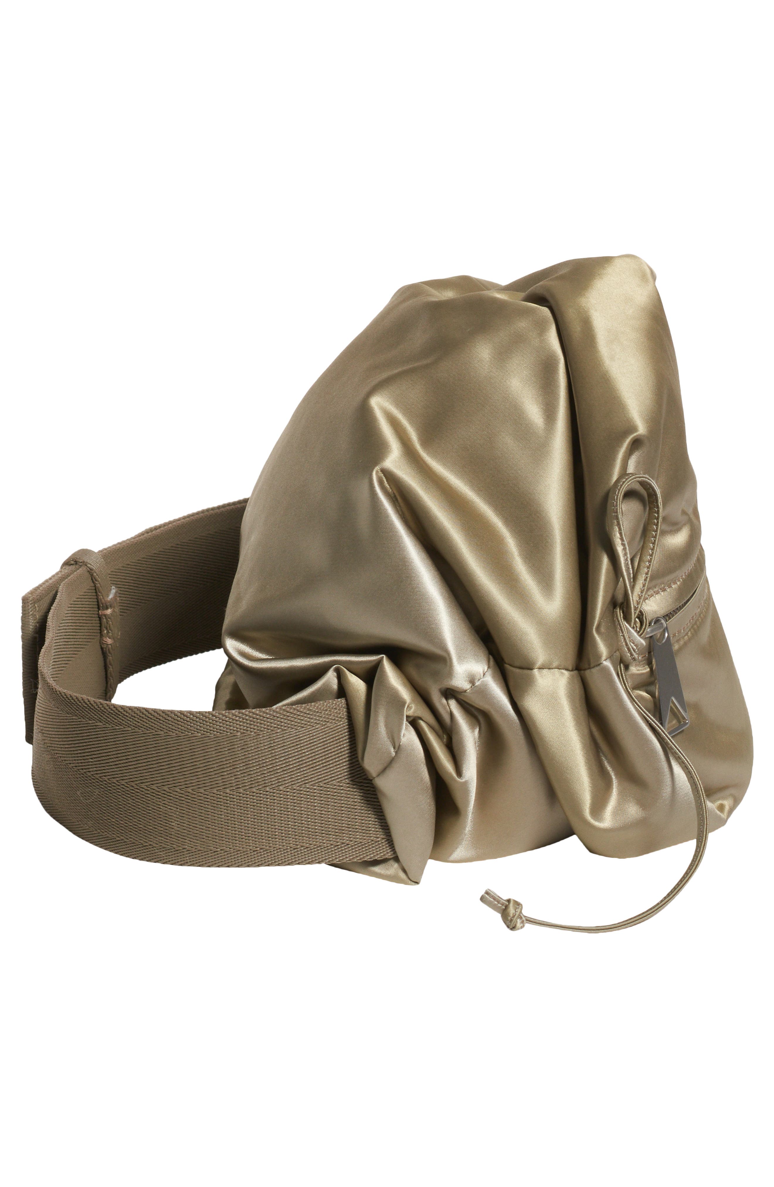 Satin Belt Bag, Alternate, color, TAUPE-SILVER-TAUPE G