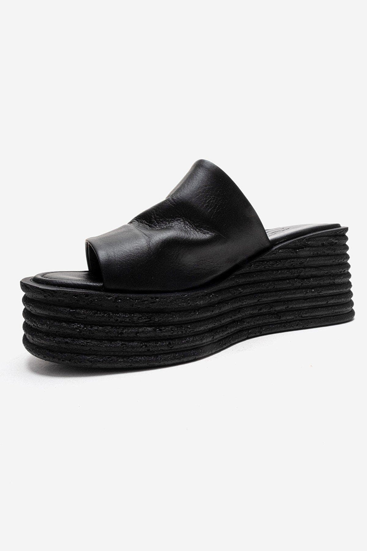 Forever & Always Shoes Marc Leather Wedge Sandal, Alternate, color, Black