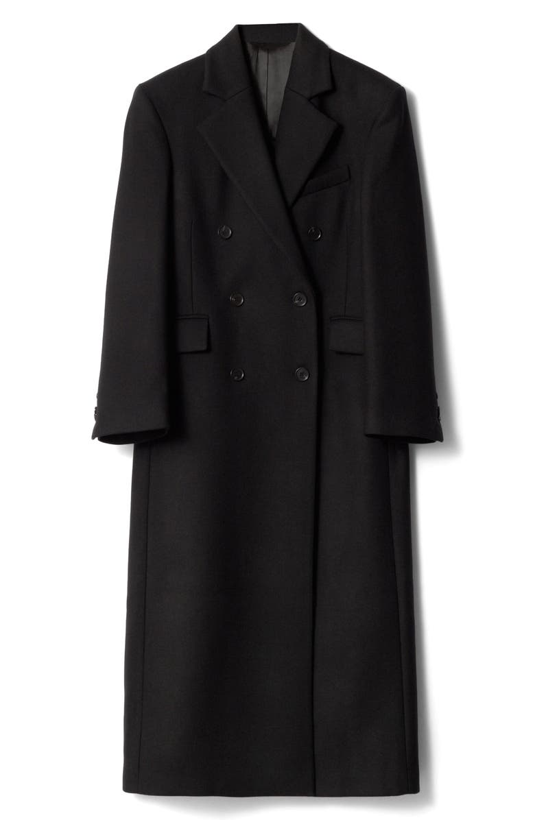 & Other Stories Longline Double Breasted Coat, Alternate, color, Black Dark