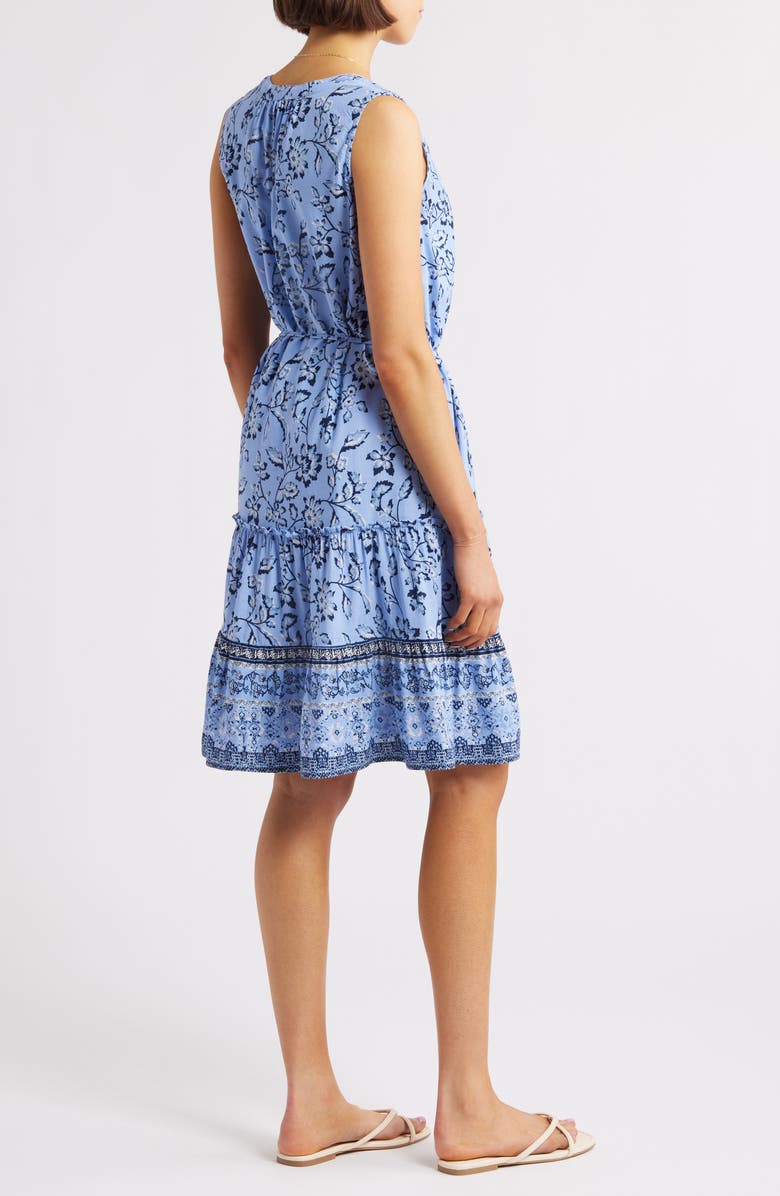 beachlunchlounge Atlas Print Sleeveless Tiered Dress, Alternate, color, Bare Sea