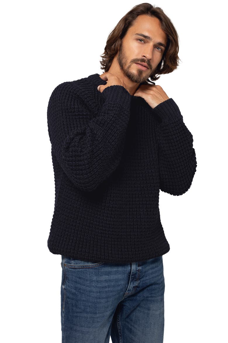 British Waffle Stitch Crew, Main, color, DARK NAVY