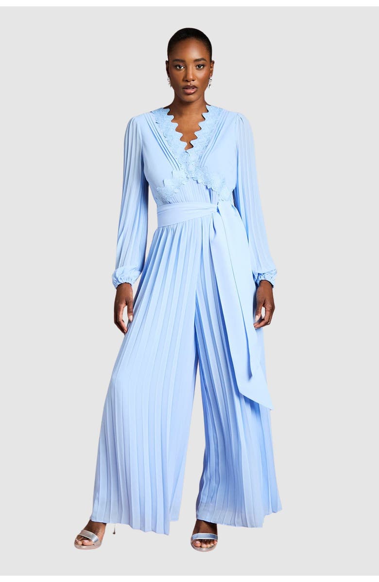 Coast Pleated Leg Tie Waist Jumpsuit, Main, color, Cornflower Blue