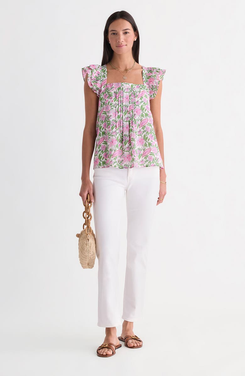 vineyard vines Shiloh Square Neck Top, Alternate, color, White Cap Bayley