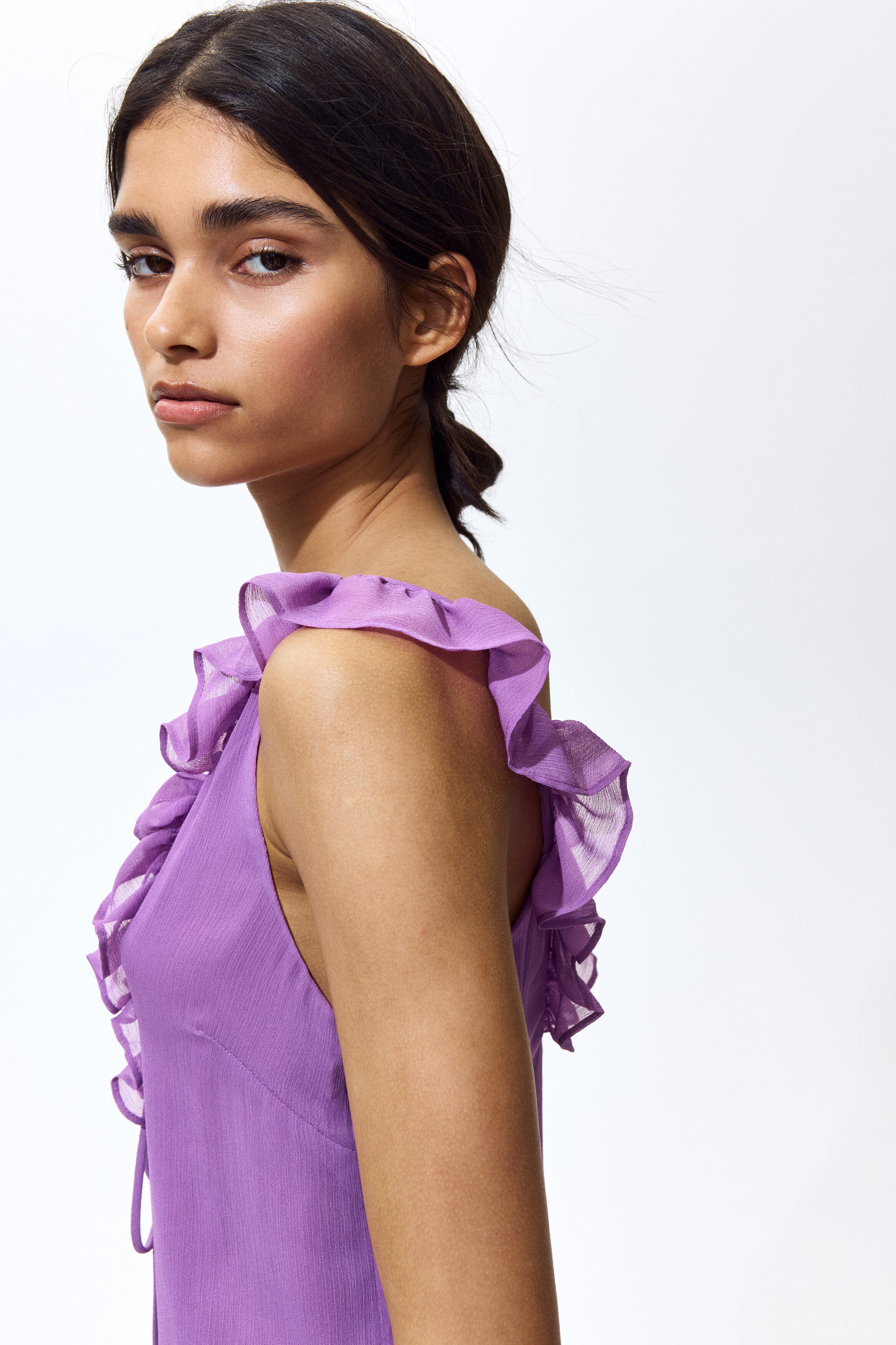 Frill-trimmed Crinkled Dress (Women) | Nordstrom