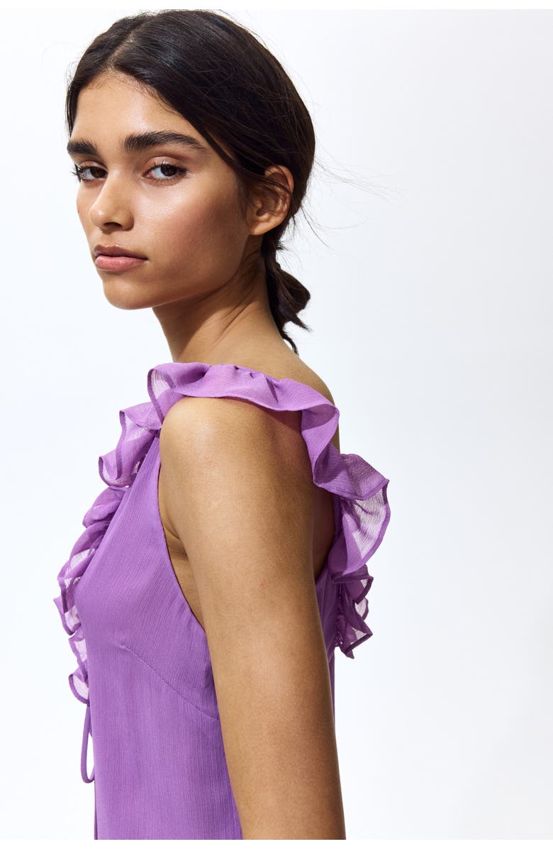 H&M Frill-trimmed Crinkled Dress, Alternate, color, Purple