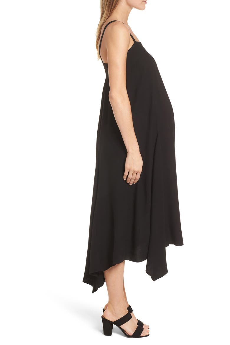 Carey Handkerchief Hem Maternity Dress, Alternate, color, CAVIAR BLACK