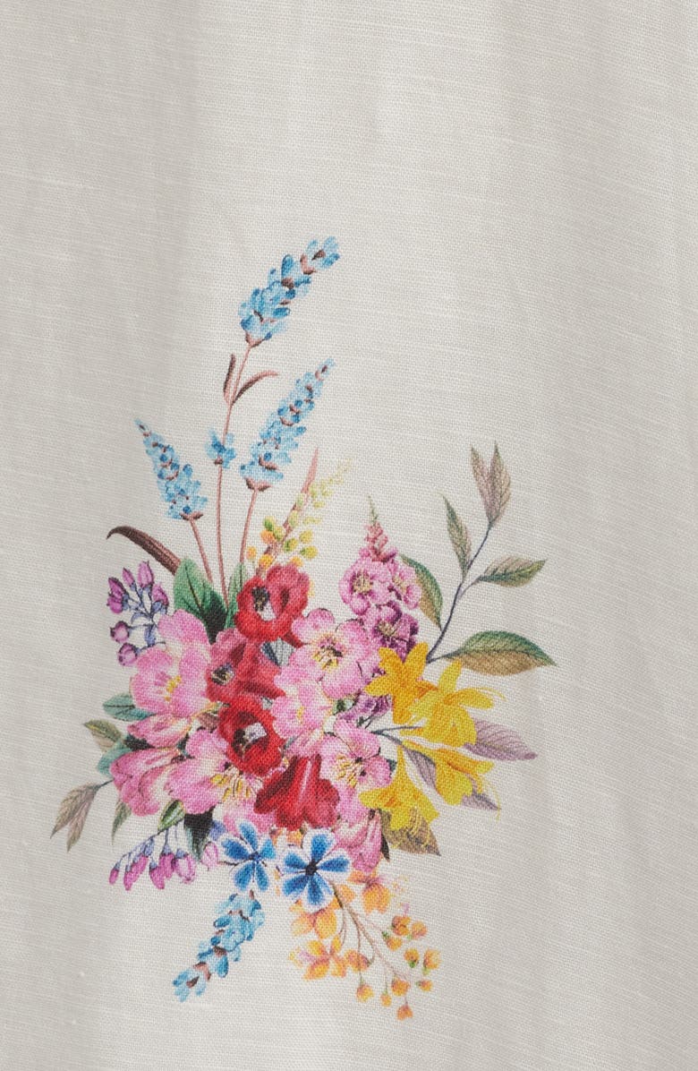 Elie Tahari The Annalise Sleeveless Linen Blend Midi Dress, Alternate, color, Tiara Garden Print