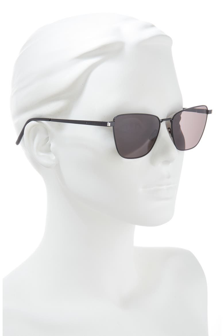 57mm Cat Eye Sunglasses, Alternate, color, BLACK BLACK BLACK