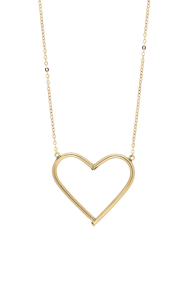 Large 14K Gold Open Heart Pendant Necklace, Main, color, YELLOW