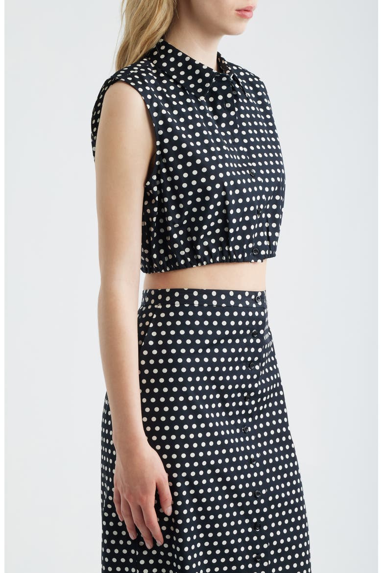 The Polka Dot Sleeveless Crop Shirt, Alternate, color, BLACK MULTI