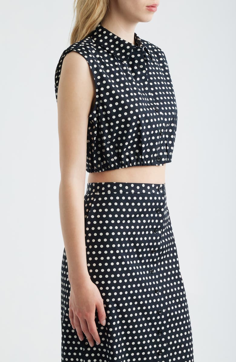 FRAME The Polka Dot Sleeveless Crop Shirt, Alternate, color, Black Multi