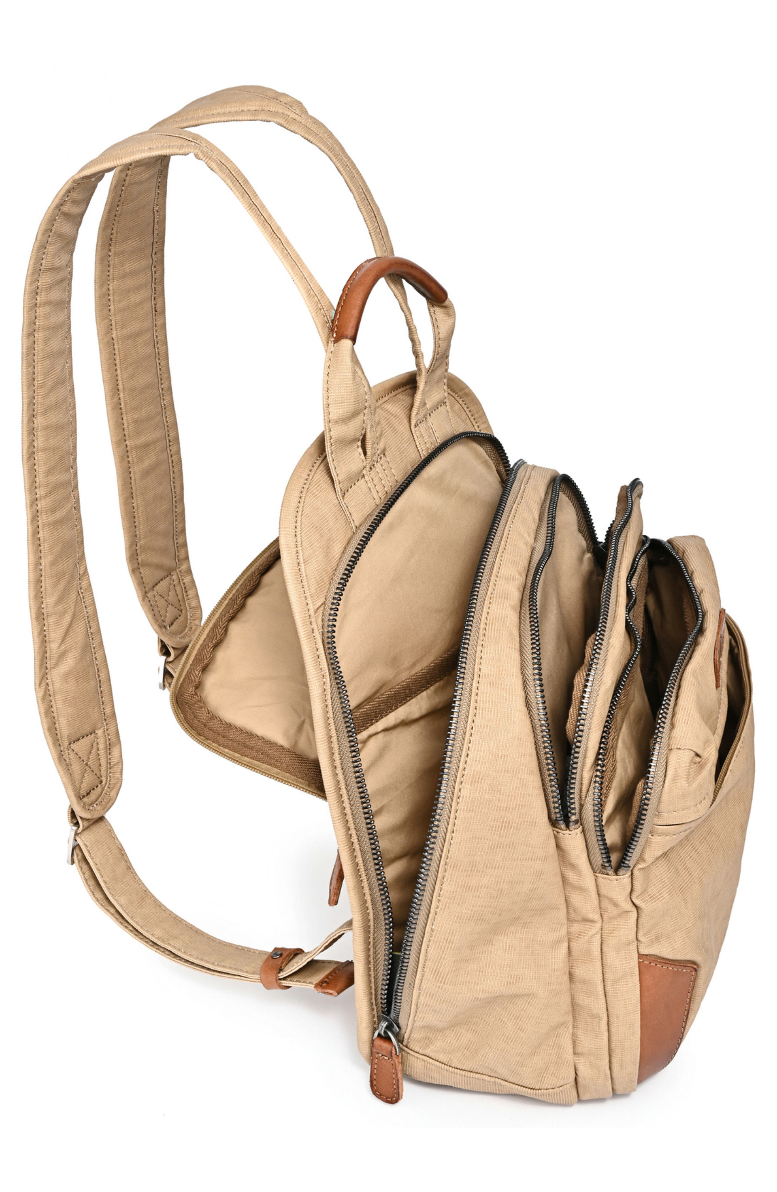 Turtle Cove Canvas Leather Backpack, Alternate, color, BEIGE