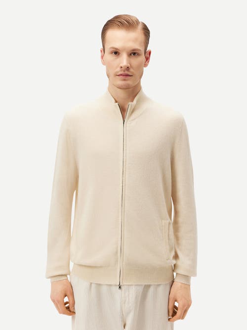 Gobi Mongolian Cashmere Full Zip Stand Collar Cardigan In Neutral