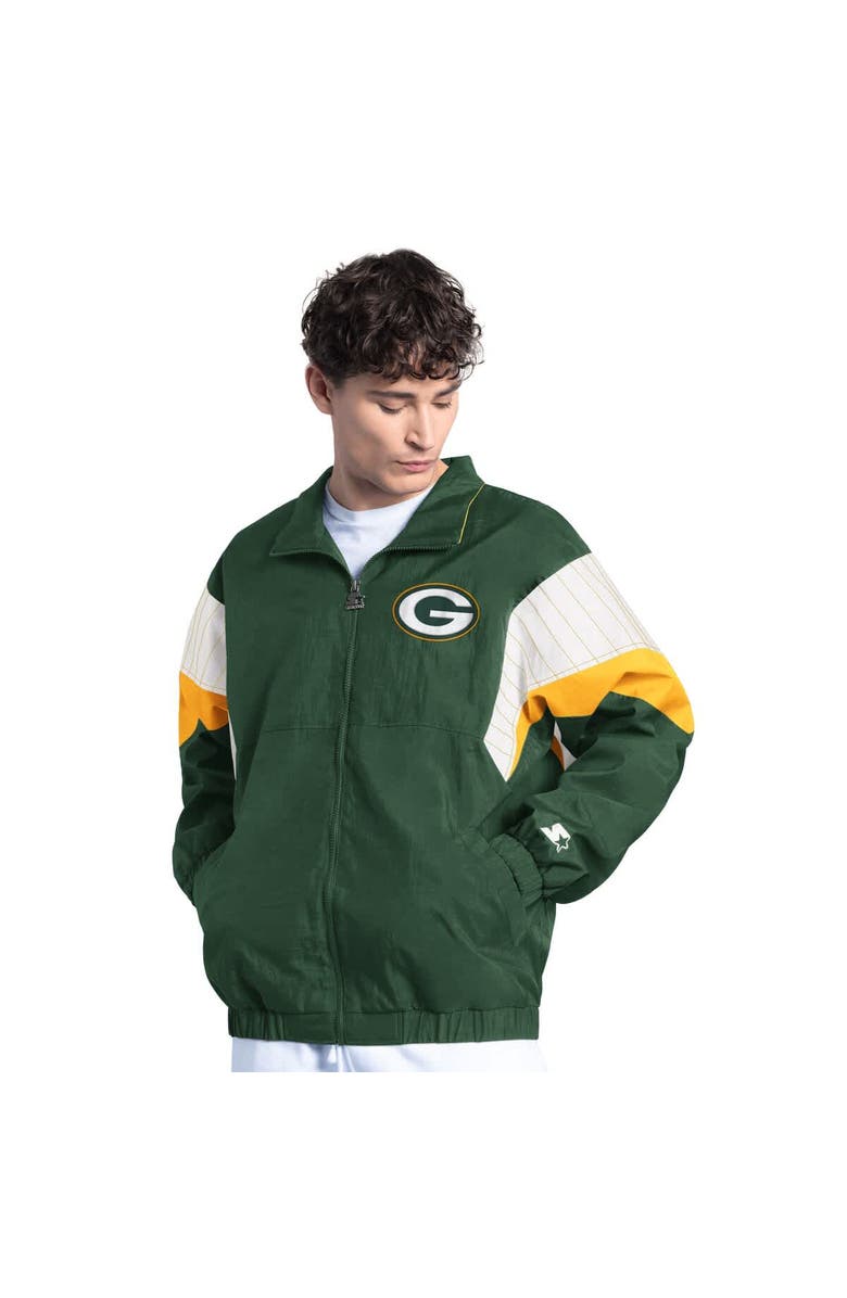 STARTER Men's Starter Green Green Bay Packers Yard Line Full-Zip Jacket, Main, color,